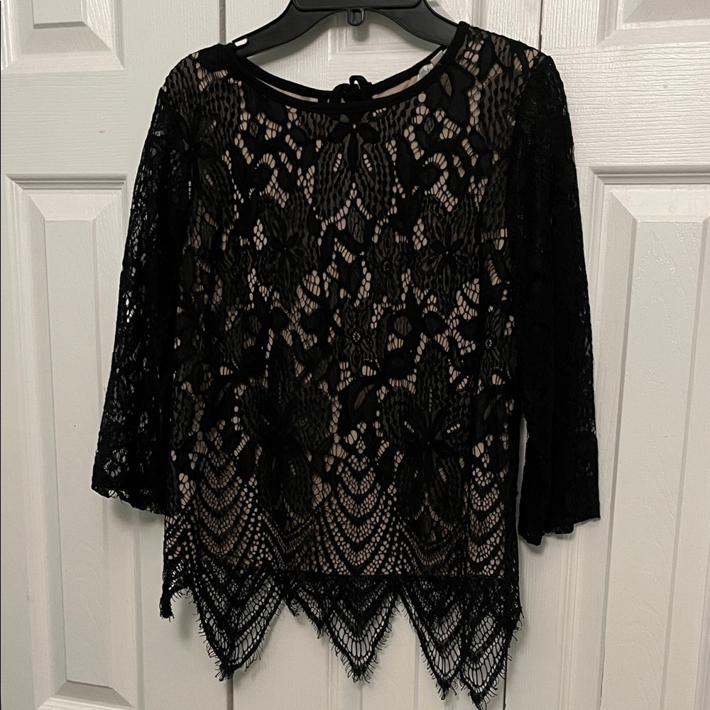 love, Fire Black Lace Blouse Medium - Picture 4 of 8